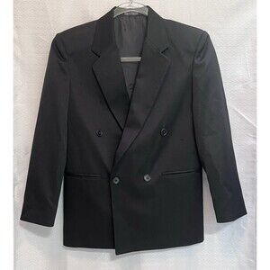 Double Breasted Sport Coat Blazer Jacket Boys 12 Slim Black Preppy Wedding